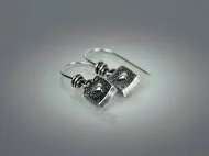 Square Heart Earrings - Sterling