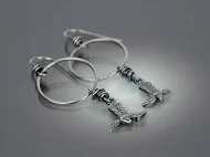 Funky Cowboy/Cowgirl Boot Sterling Hoop Earrings