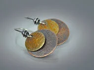 Mixed Metal Layered Disc Earrings - Etched
