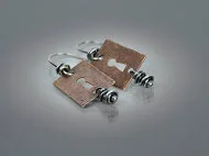 Copper Textured Escutcheon Earrings