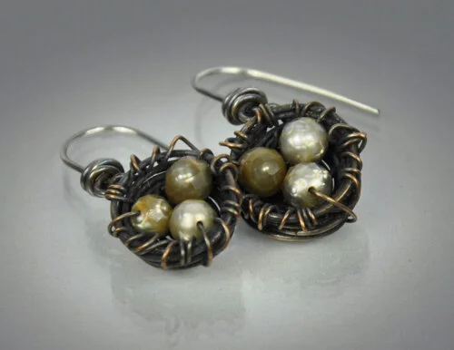 Hand Wrapped Nest Earrings