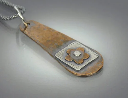 Oblong Drop Layered Flower Necklace