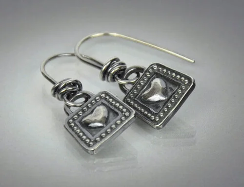 Heart &amp; Dot Earrings - Sterling