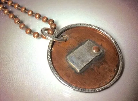 Sterling Ringer w/Sterling State on Copper Necklace - Your State Jewelry Line