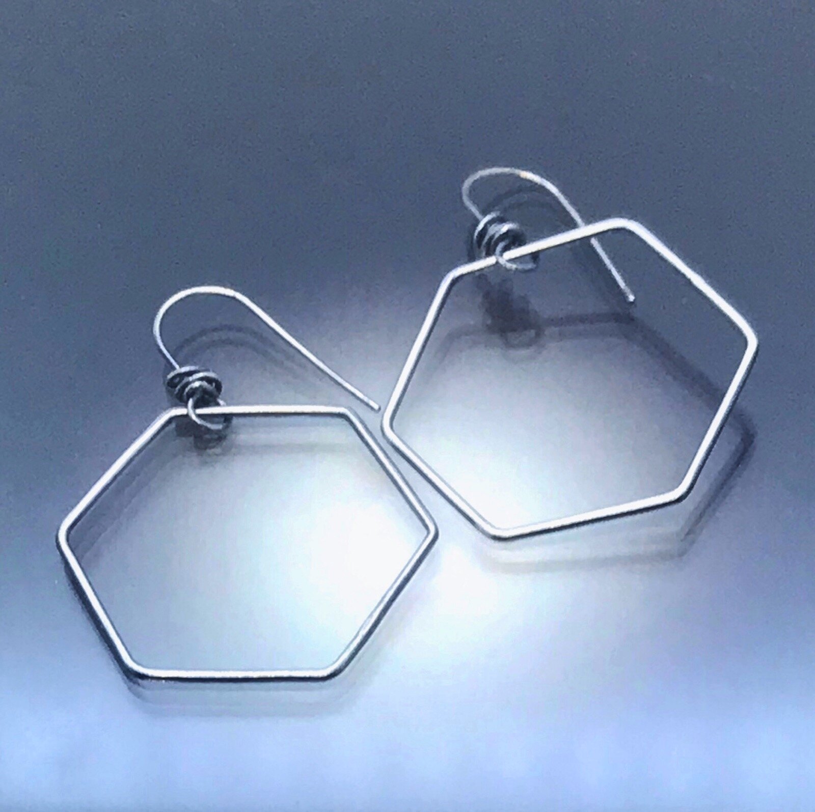 Sterling Silver Polygon Earrings - Handmade