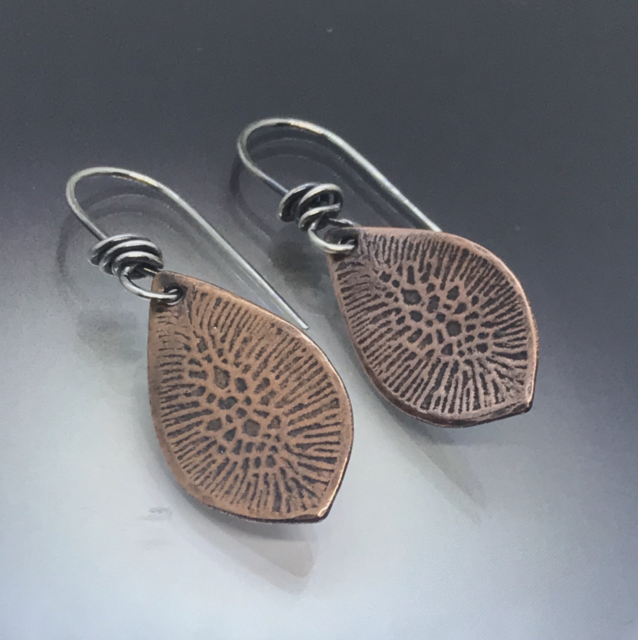 Textured Copper Tear Drop Earrings - Handmade - CB&amp;CO