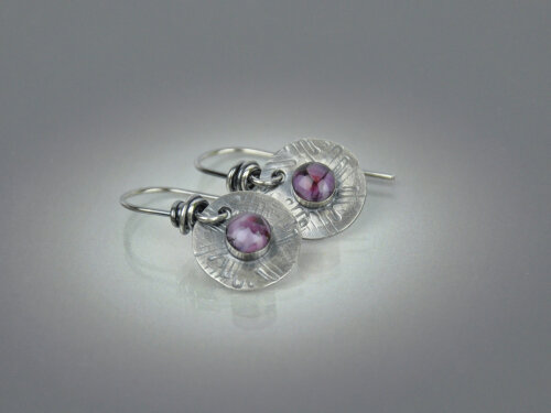 Sterling Wheel Earrings - Glass - Handmade