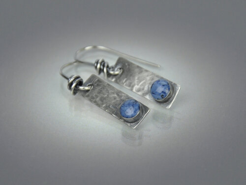 Denim Glass Stick Earrings - Glass - Handmade