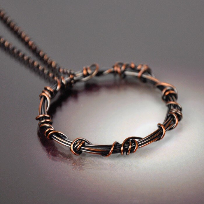 Copper Hand-Wound Ring Necklace
