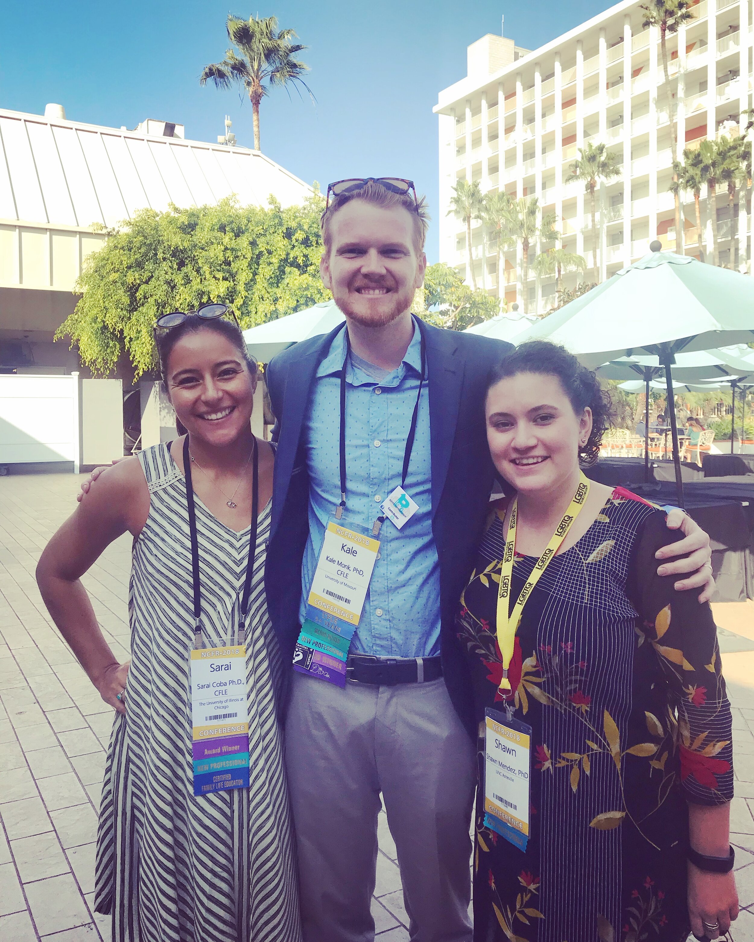  Dr. Coba at the  2018  National Council on Family Relations (NCFR) with colleagues Dr. Shawn Mendez and Dr.Kale Monk 
