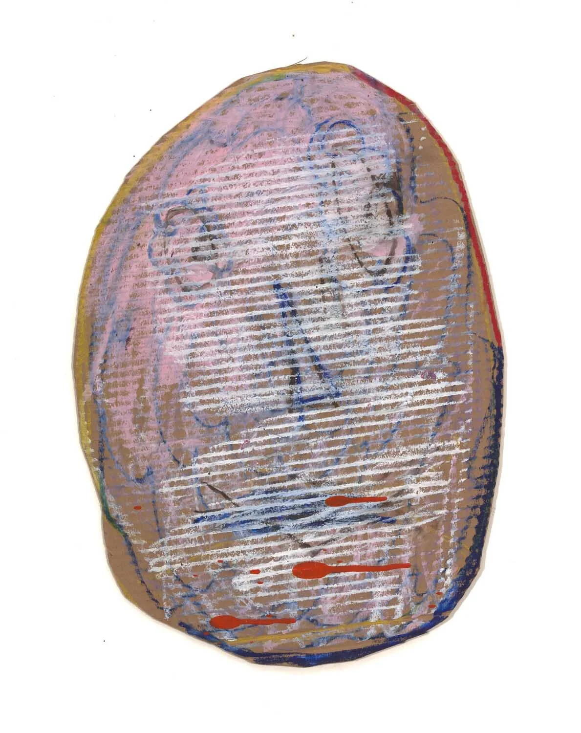 Heads 17, 2019 Oil pastel on archival corrugated cardboard Dimensions variable