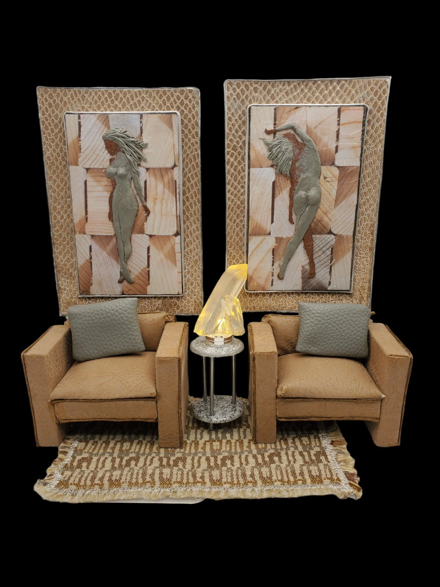 Faux leather tan club chair