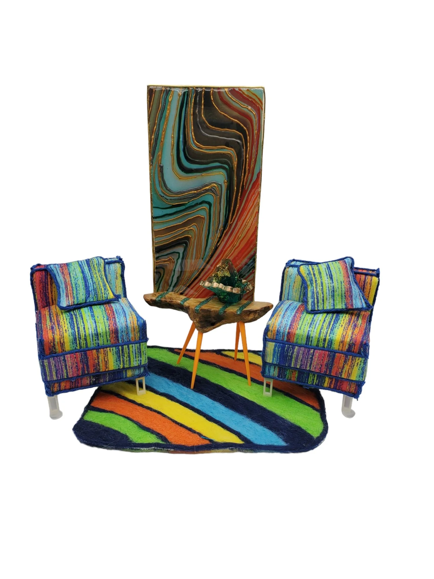 Stripped cushion block chair
