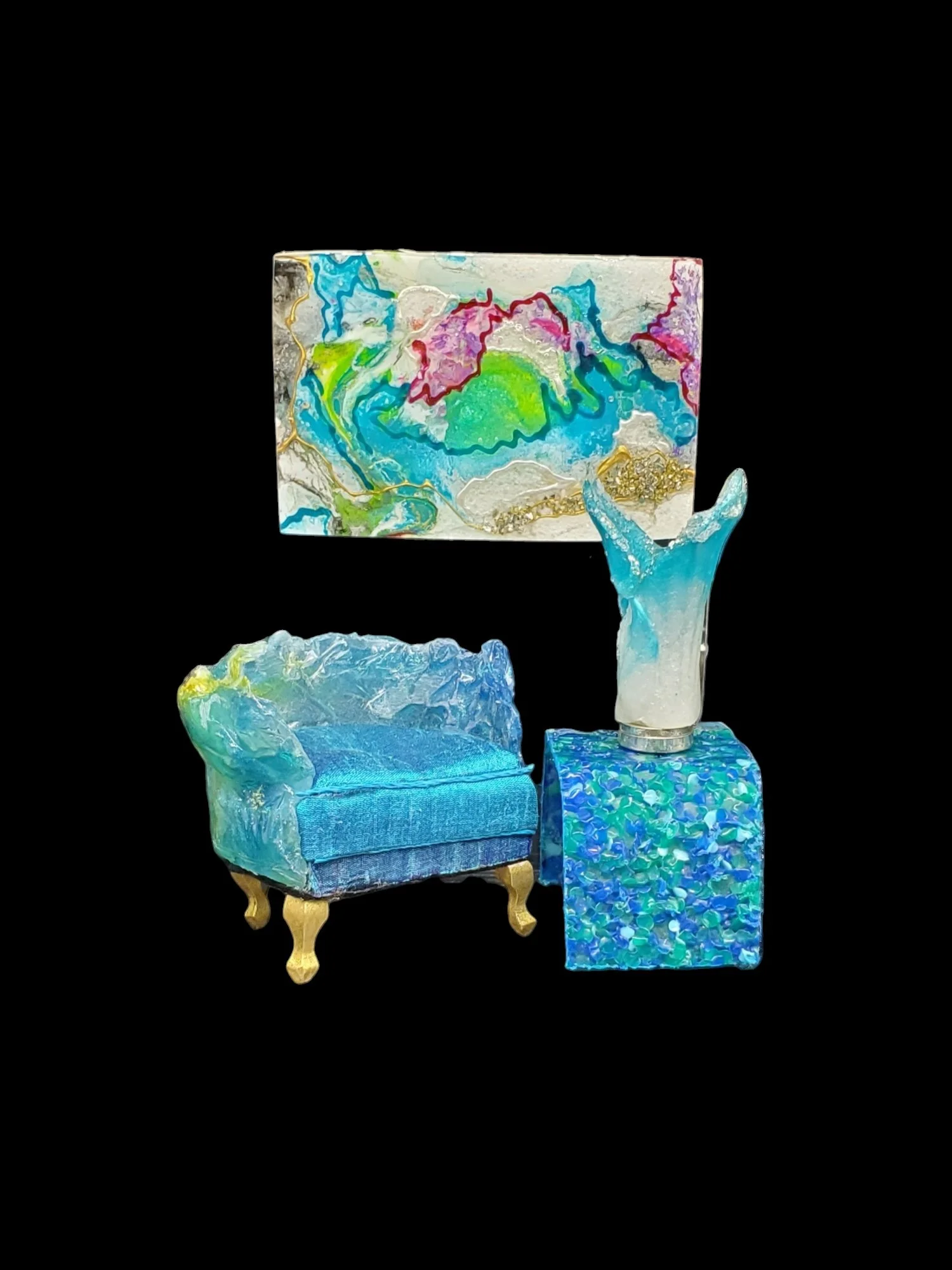 Resin and silk chair