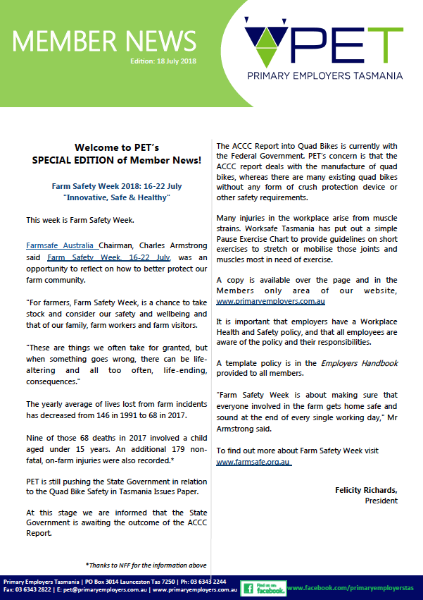 Primary Employers Tasmania - newsletter