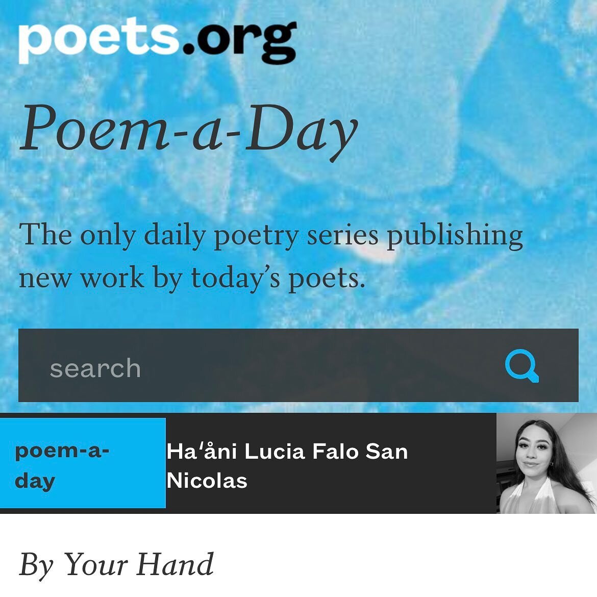 One of our featured poets in Issue 4 is in Poem-a-Day! read @pacificdaughterpoetics&rsquo; &ldquo;By Your Hand&rdquo; about love, home, and ancestry. 💕