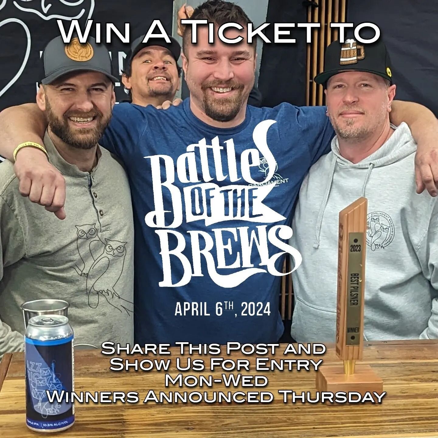 wanna go to @battleofthebrews this year? 

share this post and you will be entered into a raffle to win a free ticket!!

battle of the brews is one of our favorite festivals of the year.beer from dozens of local and bon-local breweries, all-you-can-e