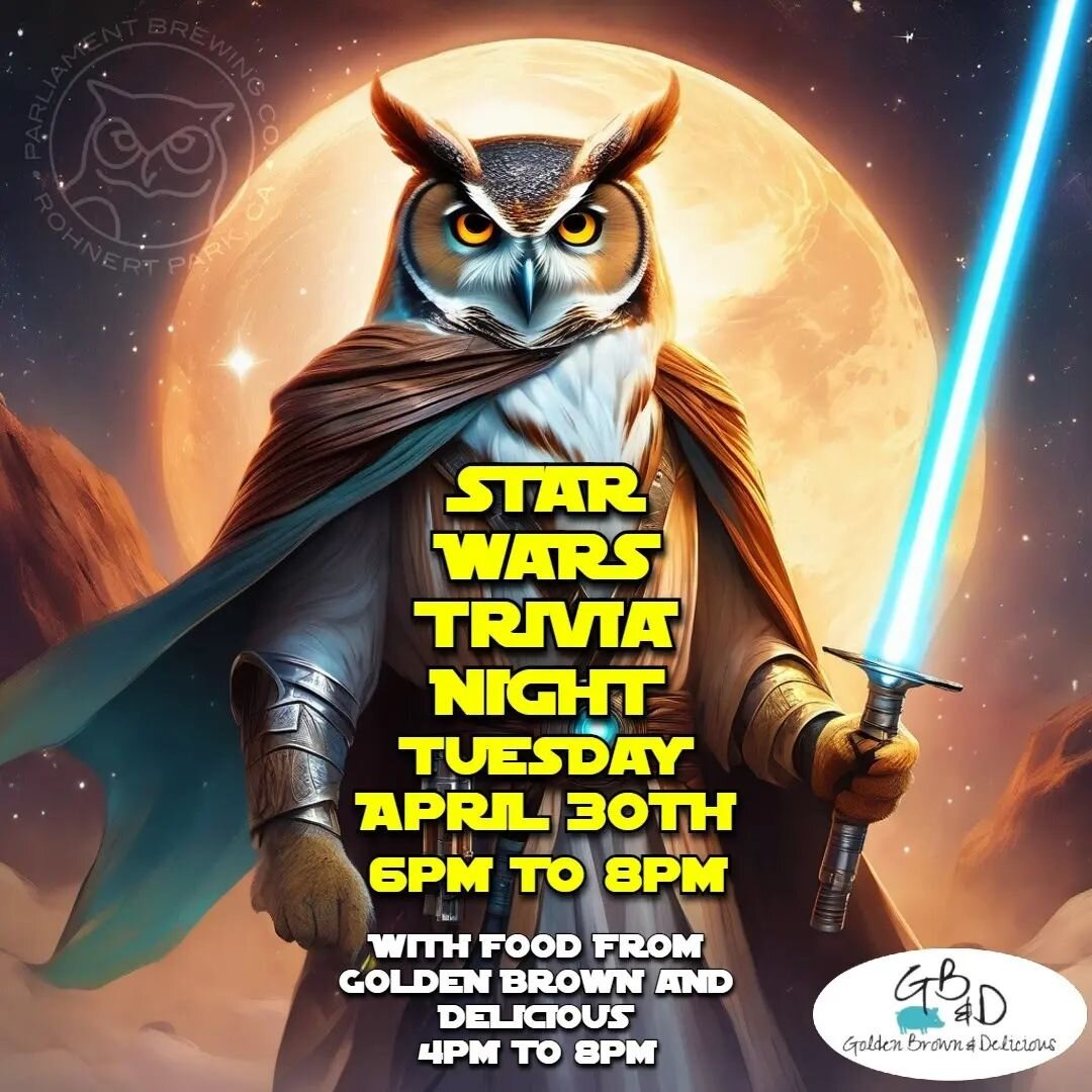 in a brewery not too far far away....comes star wars themed trivia night!

save the date! 
tuesday, april 30th at 6pm. 

we'll have our friends @gbandd707 serving up delicious sandwiches for you too (and no, bantha will not be on the menu). whether y