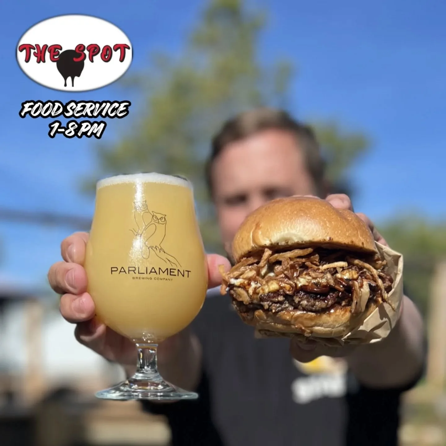 spend your sunday with @thespot_foodtruck  and us. (photo correction: food starts at 12pm)

name one time that you've been stressed out &amp; sad with a juicy burger &amp; fresh beer in your hands... we'll wait. come through hungry, pull up a stool, 