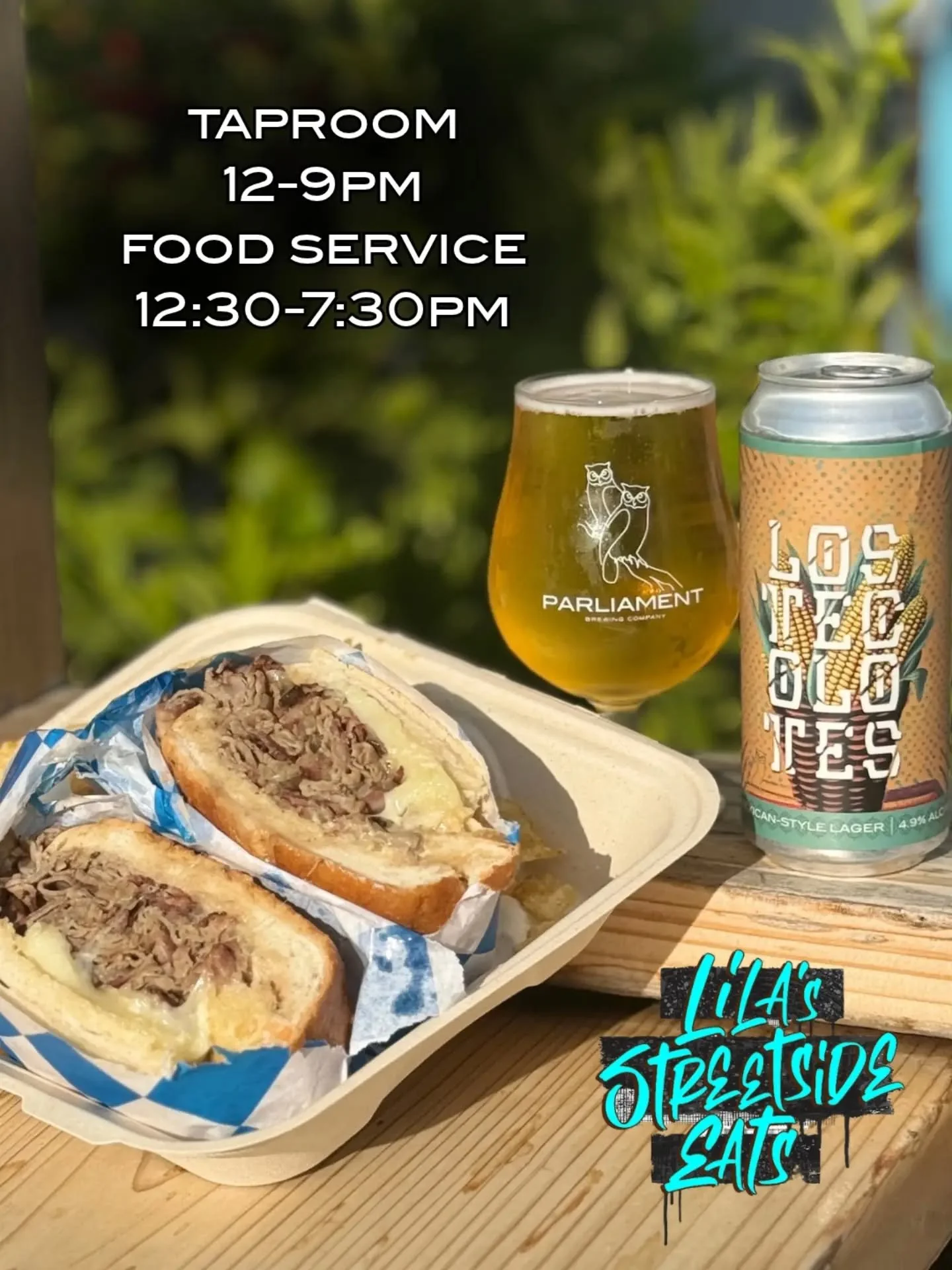 sunday doesn't mean the fun's over yet. time to get down on some good eats and fresh beer

@lilasstreetsideeats will be here today with some bomb eats. her menu's always changing, made with fresh ingredients straight from her own garden, so whatever'