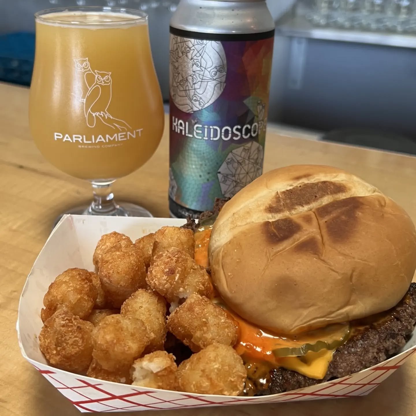 zero obligations today except showing up

@thanksfortheinvite.ca is popping up today with their award winning juicy and crispy edged smash burgers. 

pair it with kaleidoscope, a hazy ipa with Citra and strata hops. juicy and tropical deliciousness. 