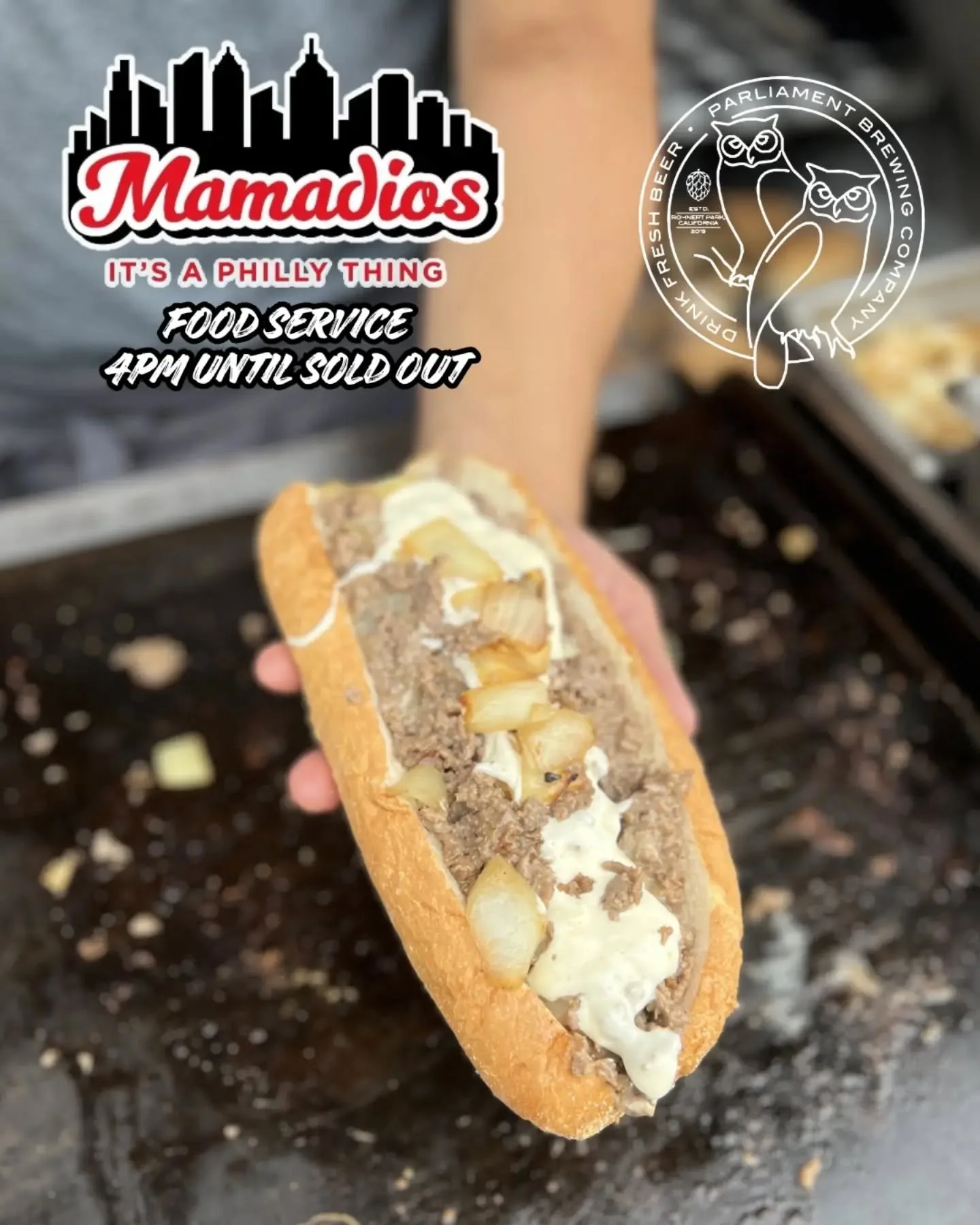 been craving beers and a cheesesteak? we got you 👊

don't miss our happy hour from 3 till 5 today, $1 off full pours! grab a fresh beer and an award winning philly cheesesteak from @mamadios_philly and come hang 

doors at 3
food service at 4

see y