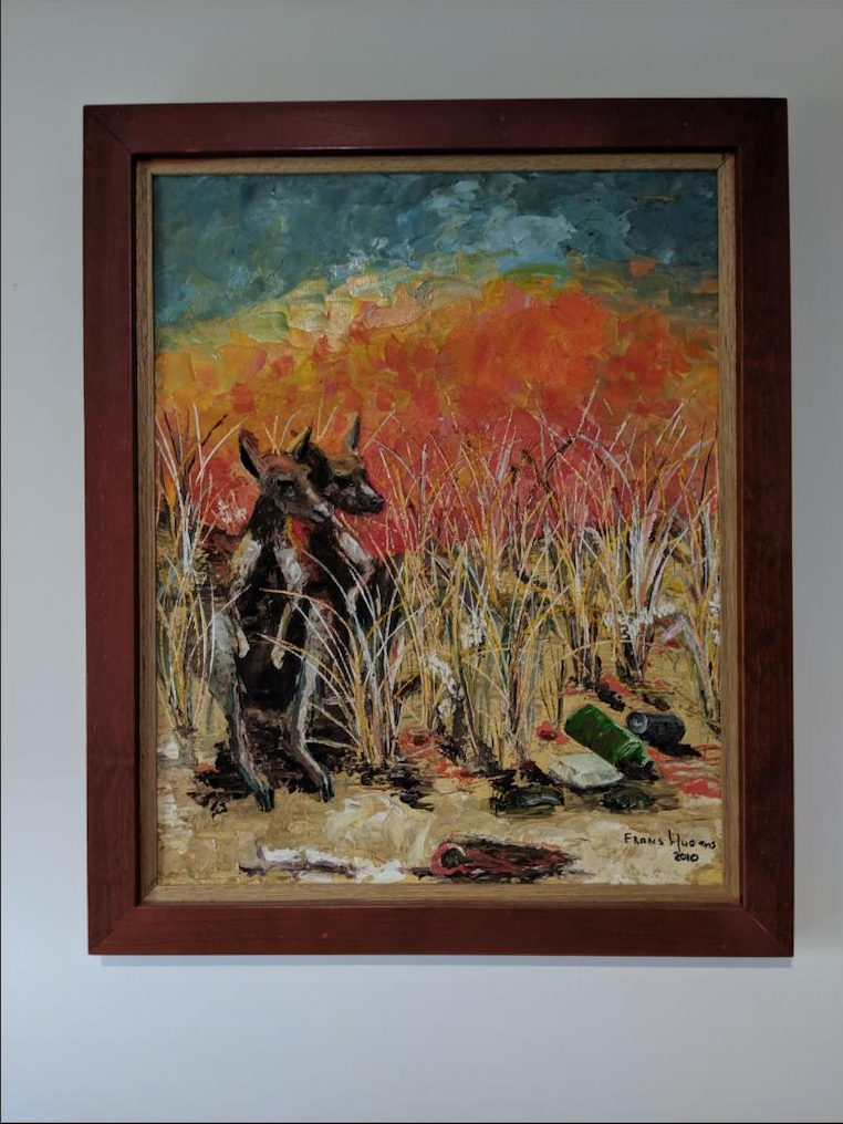 "Kangaroos and litter. Taking care of the bush" / - SOLD! By Frans Hugens