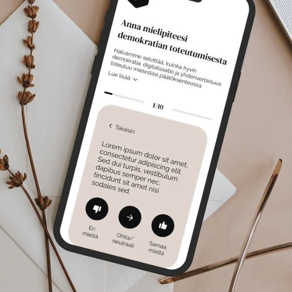 Kuvaruutu kaappaus Voxit-käyttöliittymästä puhelimen näytöllä