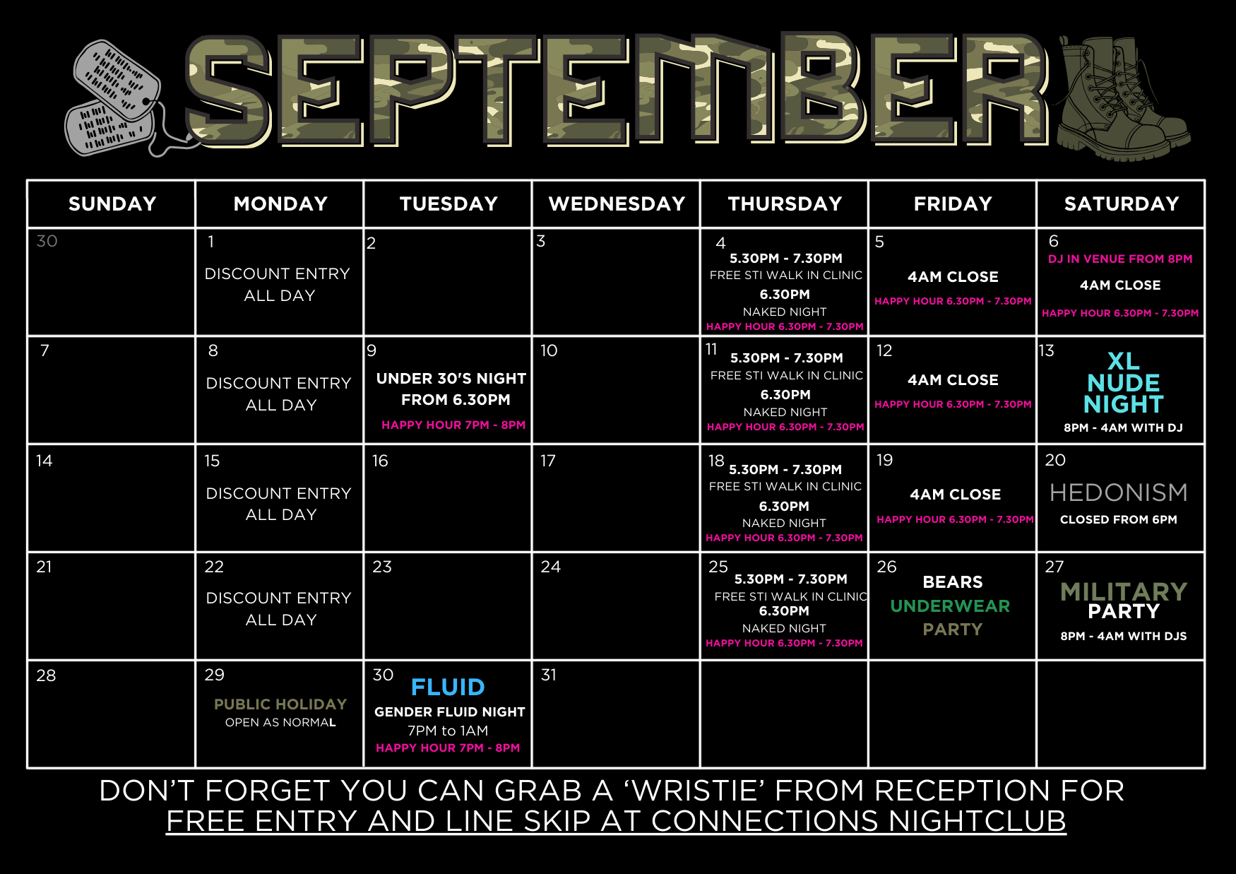 A calendar page for September 2025 with events listed