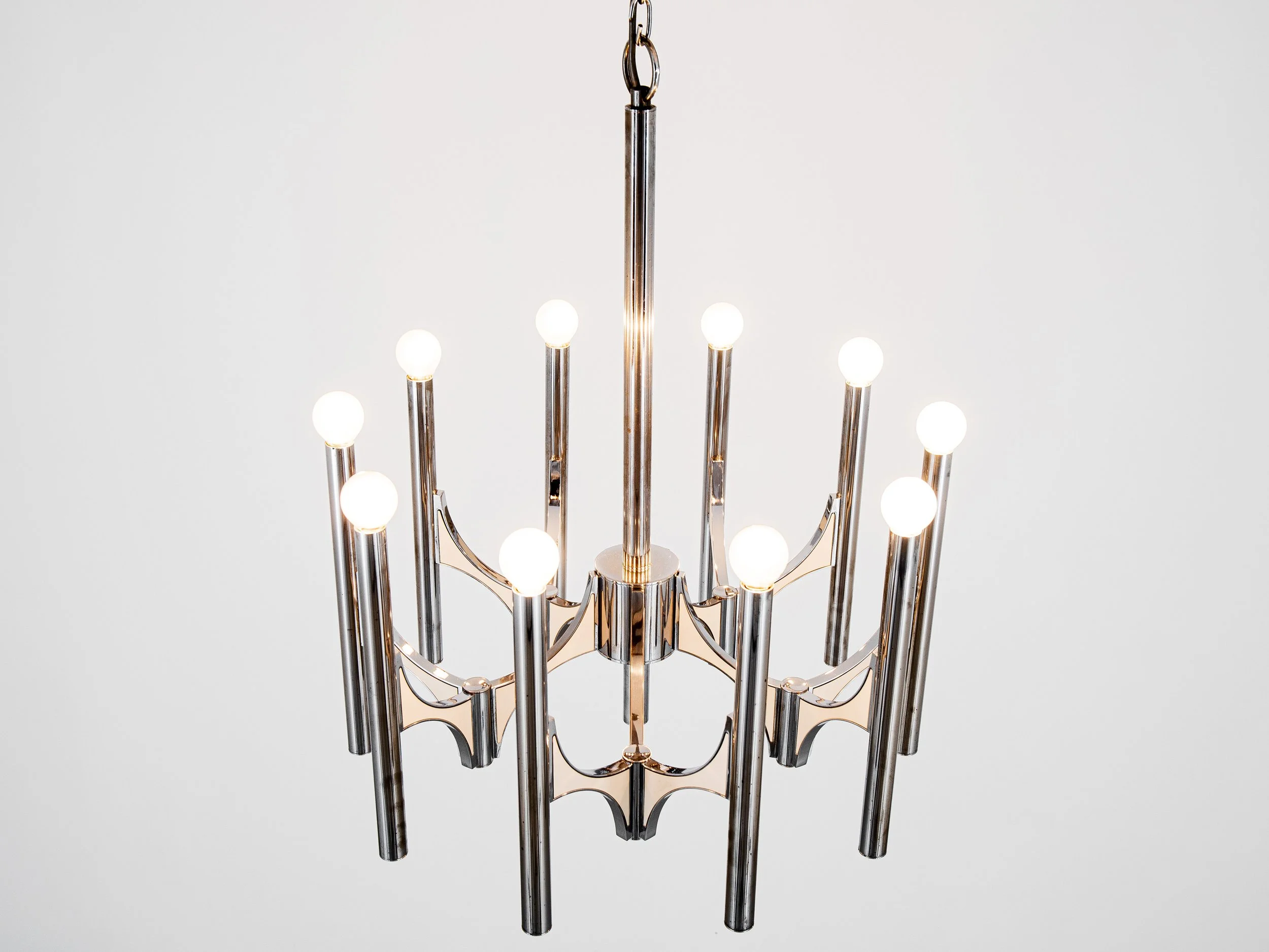 Orbit chandelier in metal and white by Gaetano Sciolari 1970s 