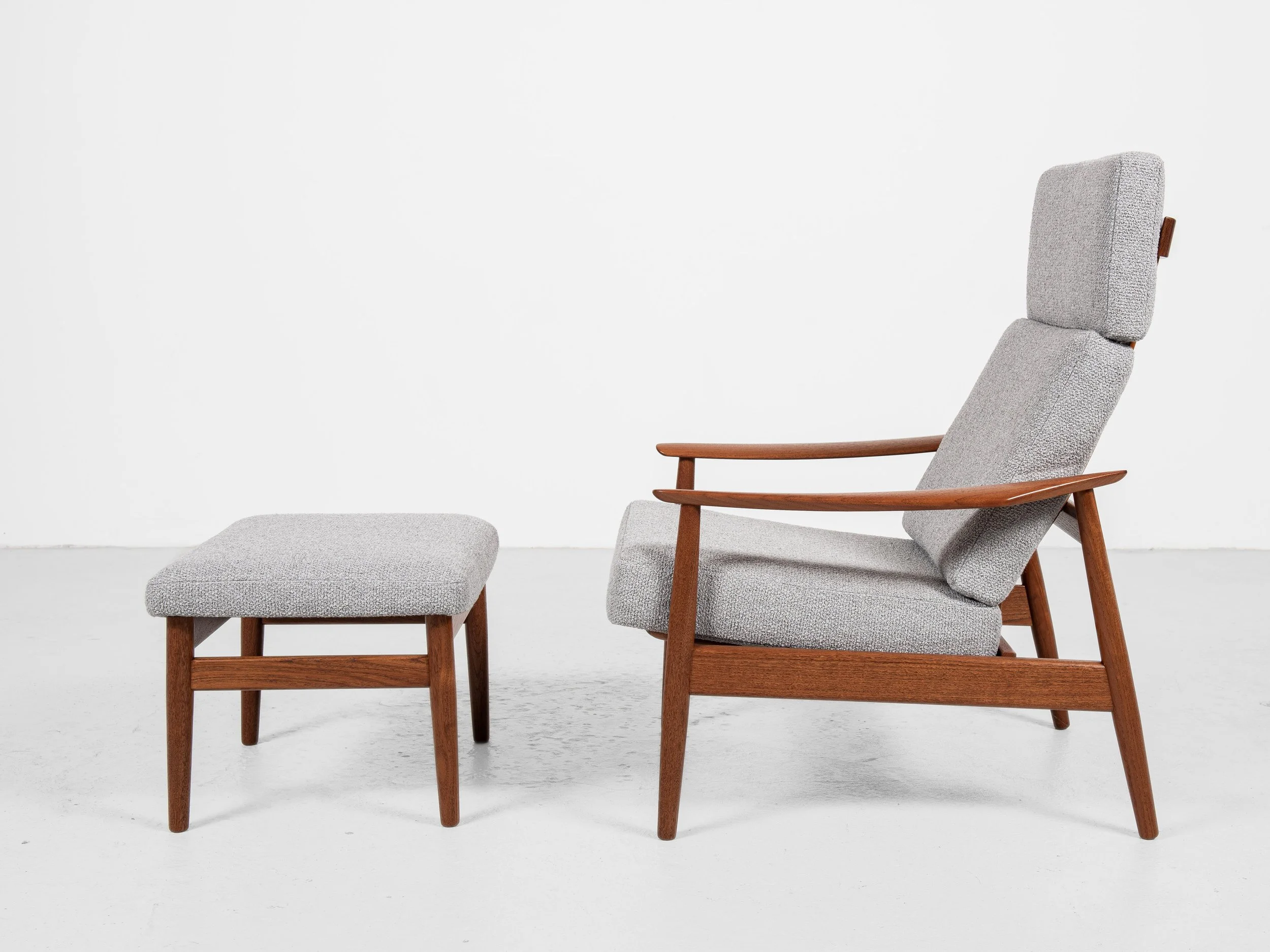 Midcentury Danish adjustable lounge chair and ottoman in teak by 
