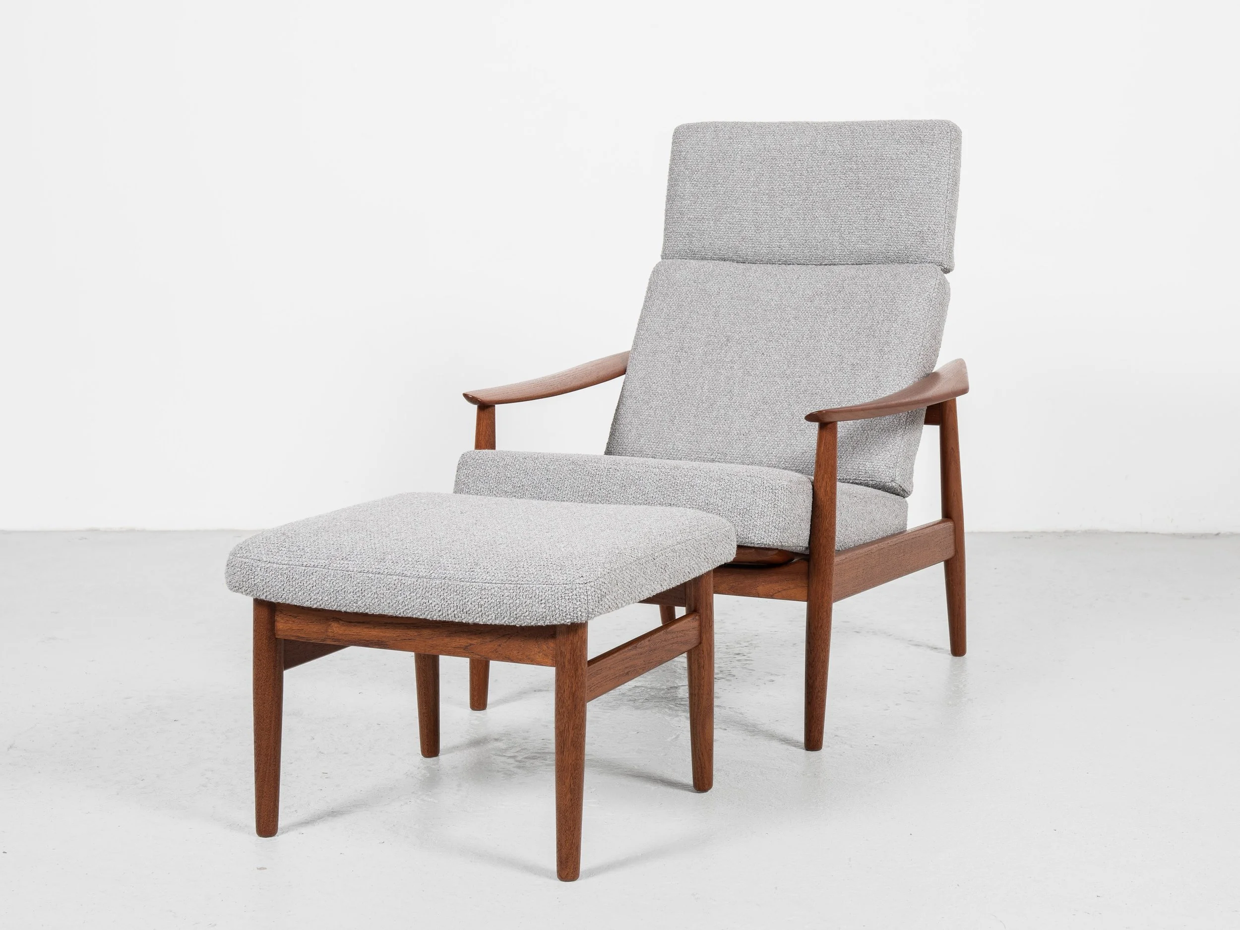 Midcentury Danish adjustable lounge chair and ottoman in teak by 