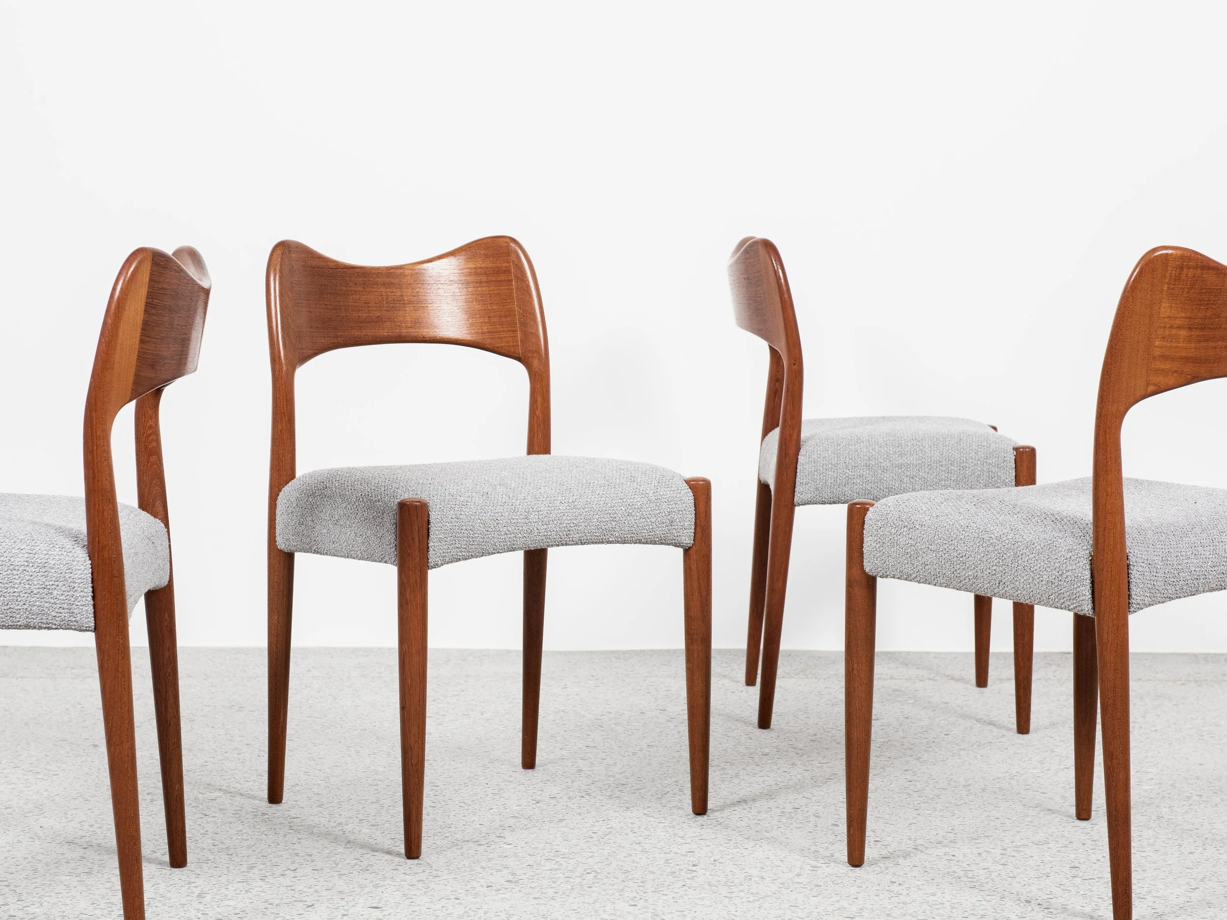 Midcentury set of 4 dining chairs in teak by Arne Hovmand Olsen 
