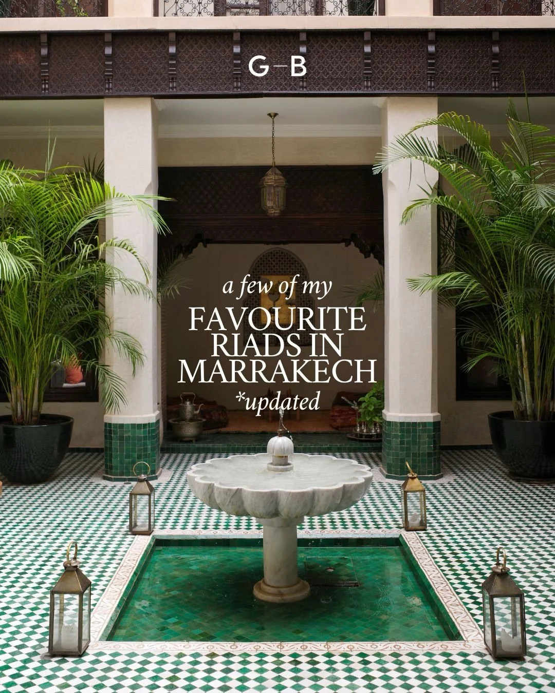 On every trip to Marrakech, I love staying somewhere new. There&rsquo;s nothing quite like stepping in from the buzz of the medina and finding a peaceful courtyard, a tiled pool, a beautiful rooftop and mint tea waiting for you. 

Here are a few favo
