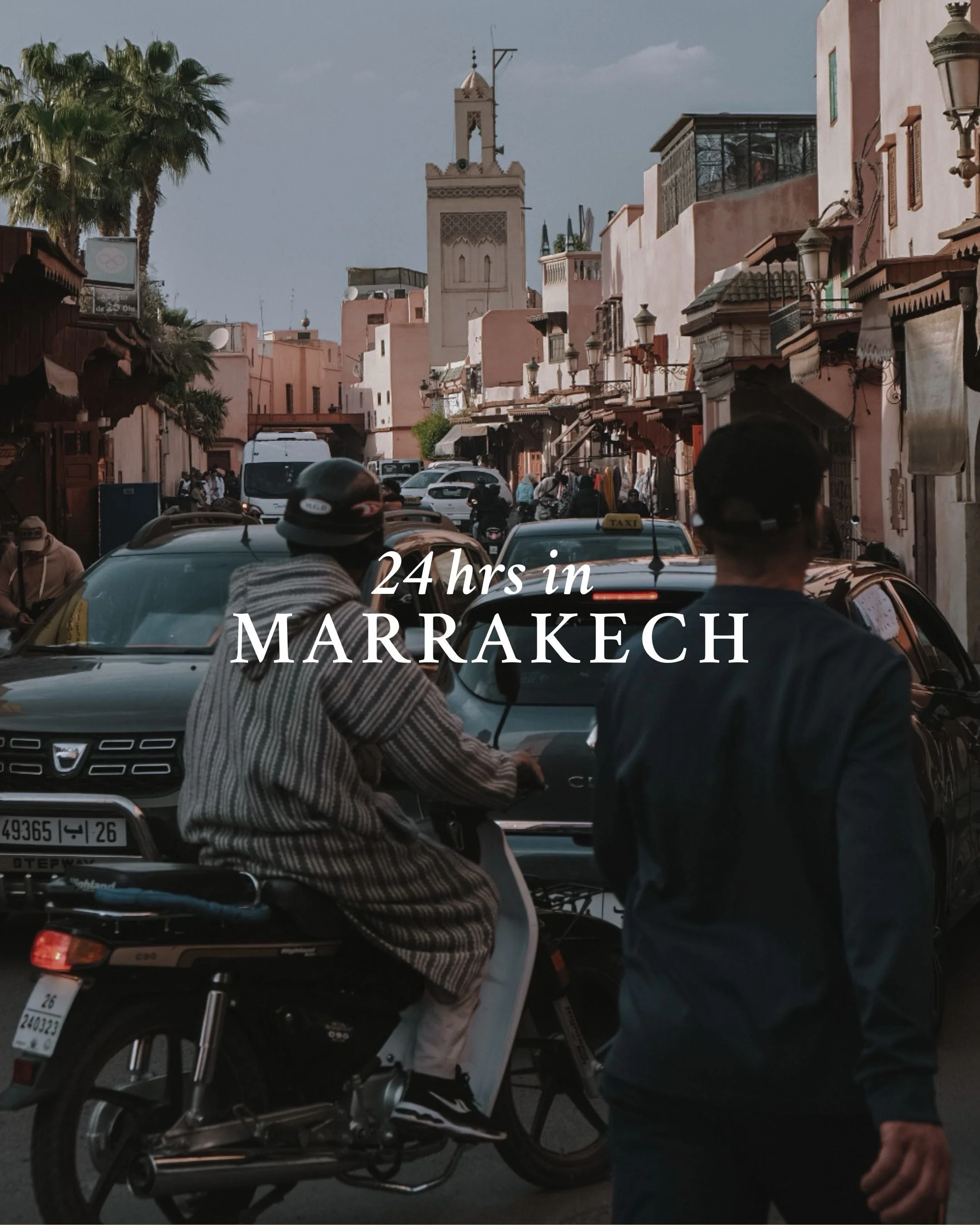 24 HOURS IN MARRAKECH 🇲🇦

8:00am &ndash; Breakfast on your riad rooftop
Start slow with mint tea, fruit and the obligatory msemen.

10:00am &ndash; Get lost in the souks
Spend a couple of hours wandering the medina, stopping for ceramics, baskets, 