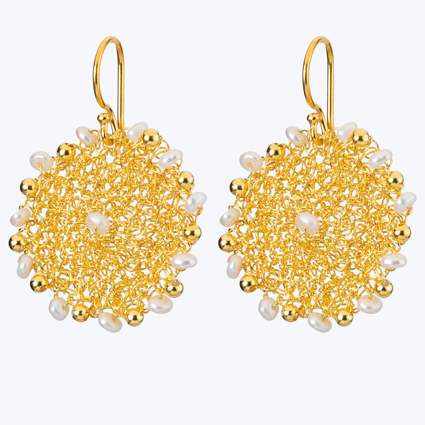 14K gold plated sterling silver spiderweb earrings