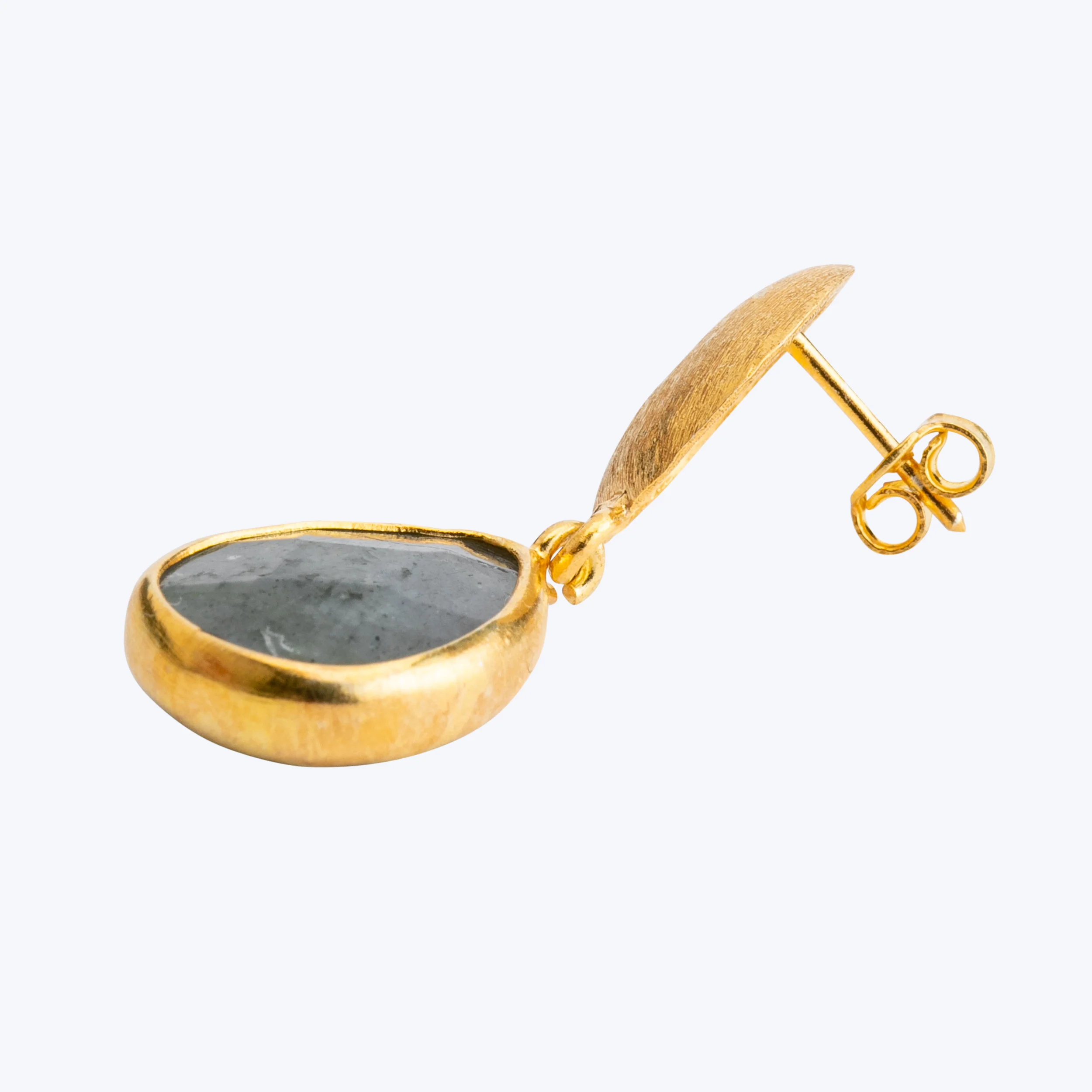 Handmade gold plated sterling silver labradorite drop earrings