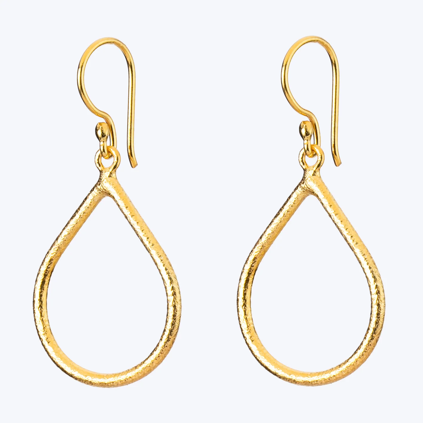 14k Gold Plated Sterling Silver Hollow Tear Drop Earrings