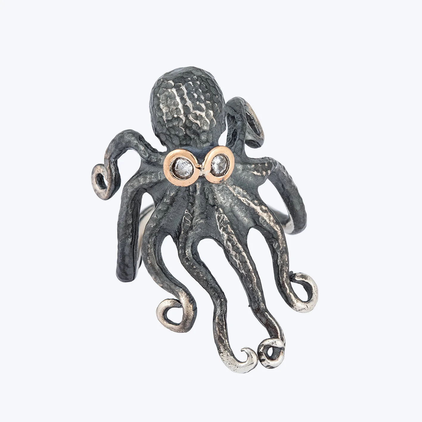 Hammered Baby Octopus Ring