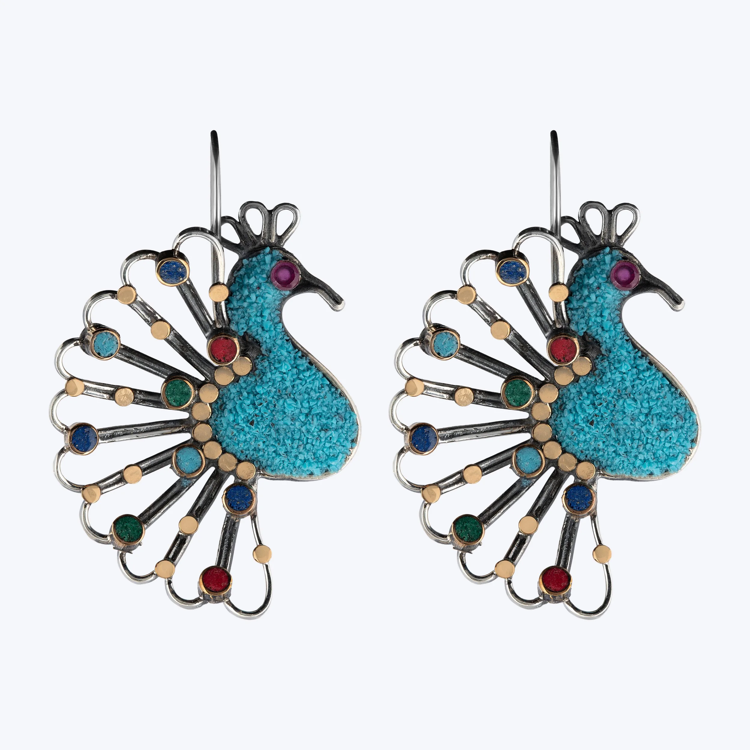Turquoise Peacock Earrings