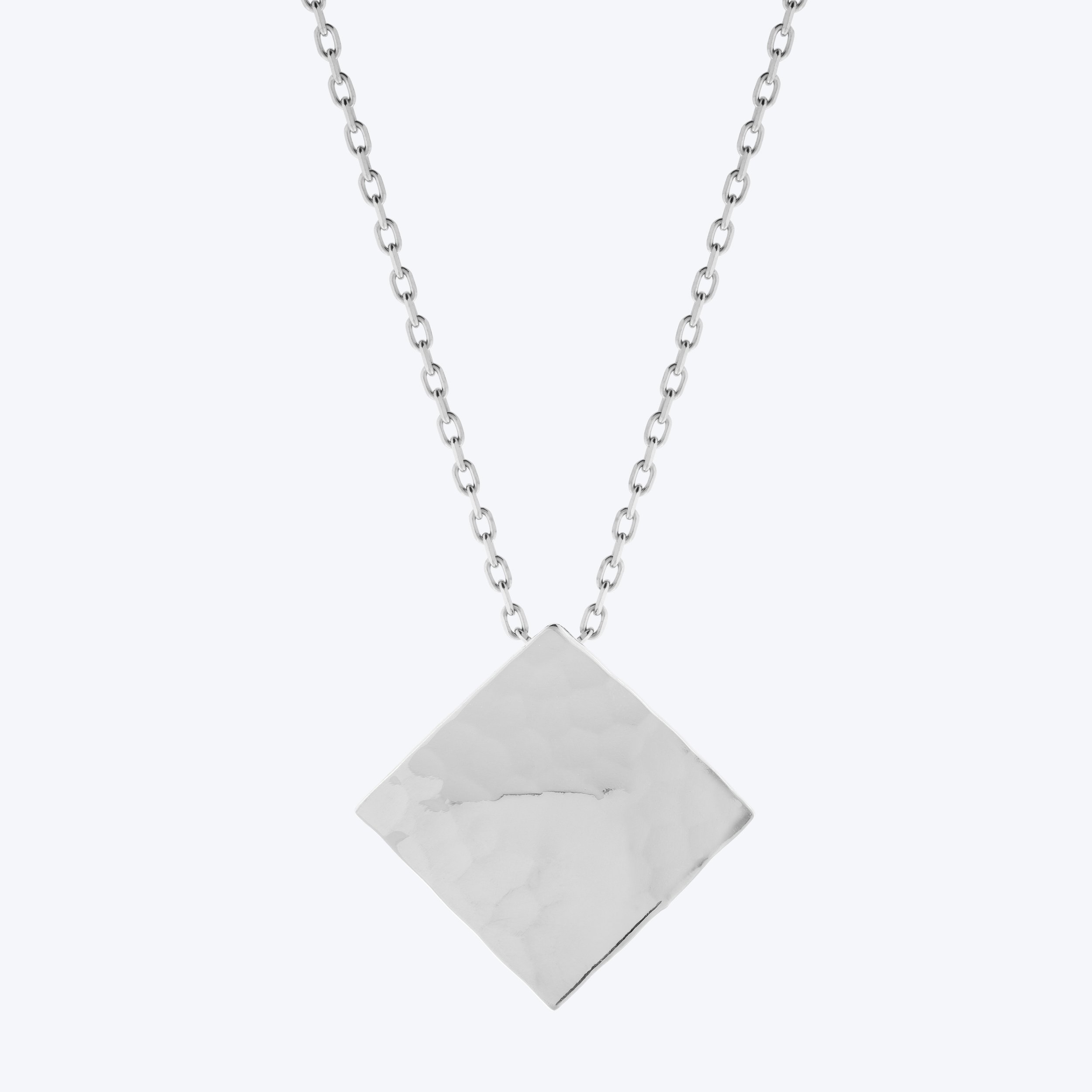 Hammered Rhombus Pendant Necklace