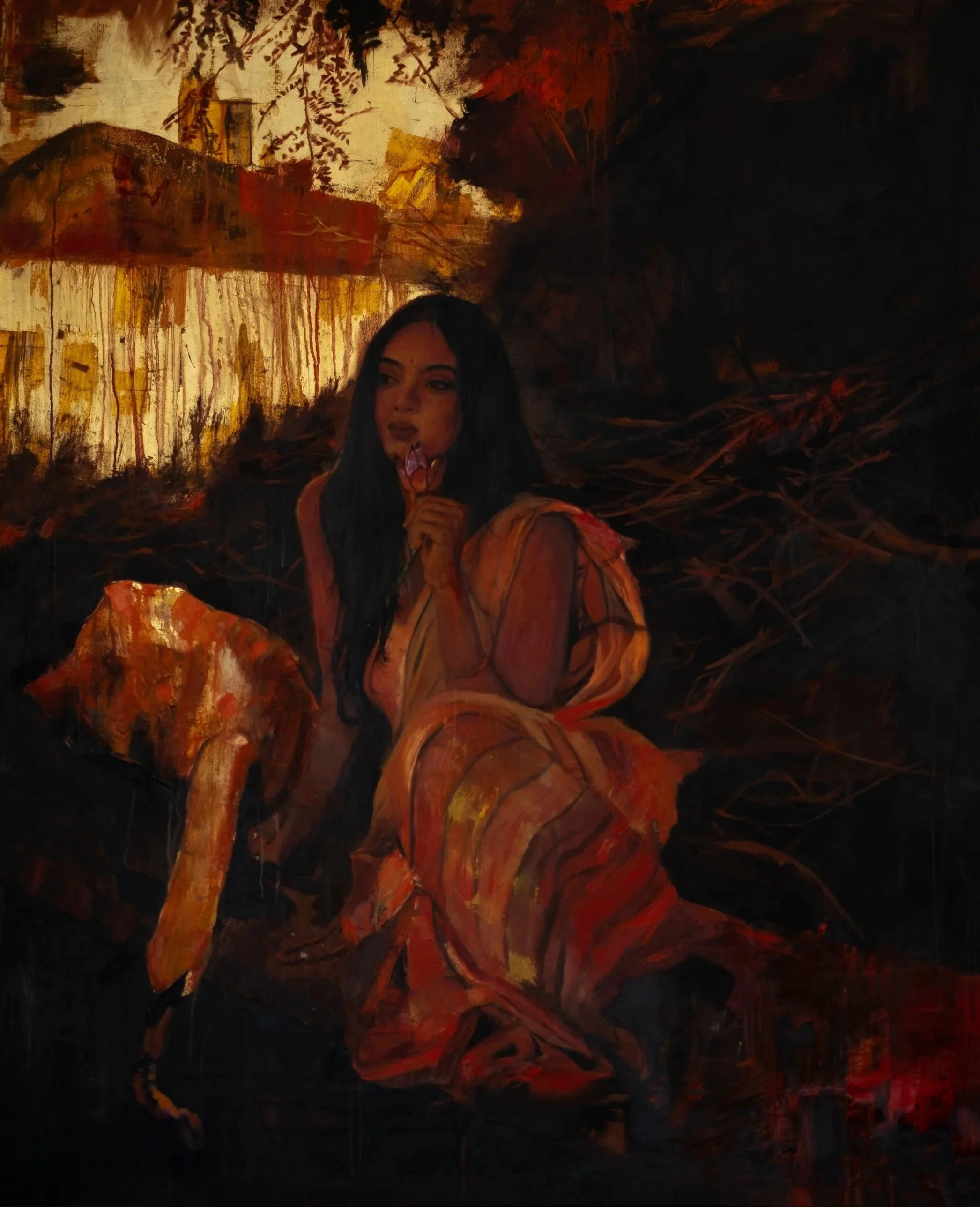 Kumudini, 2020 · Oil on linen · 60 × 48 in