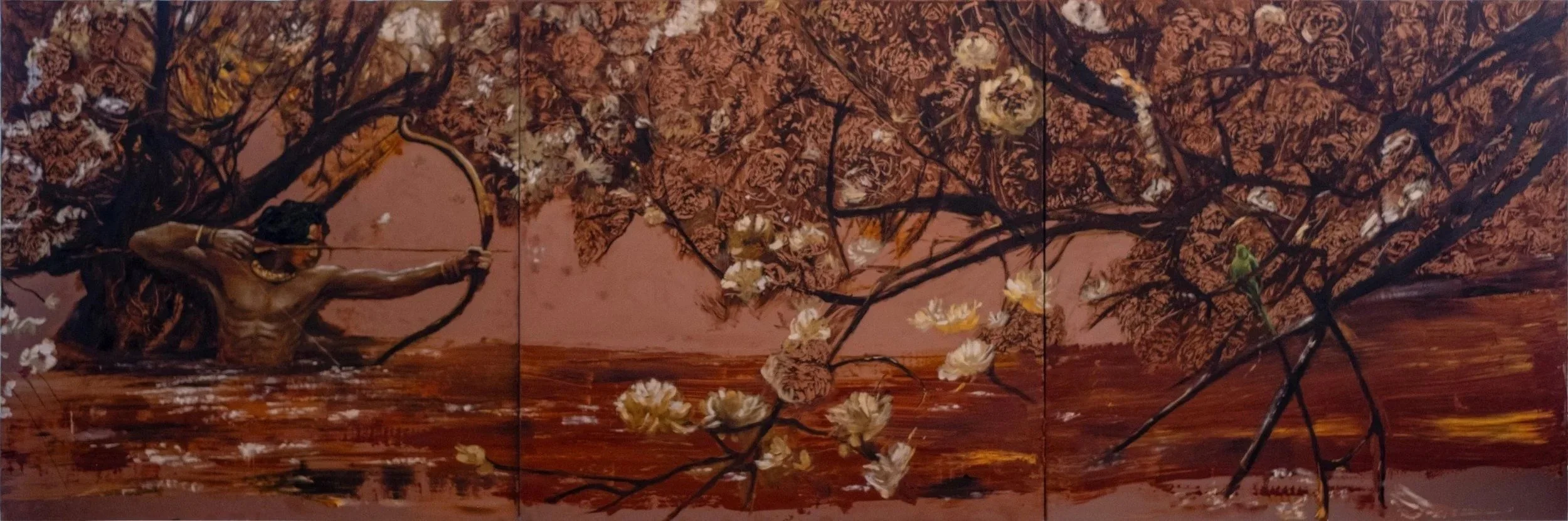 Arjuna, 2025 · Oil on three copper panels · 12 × 12 in each