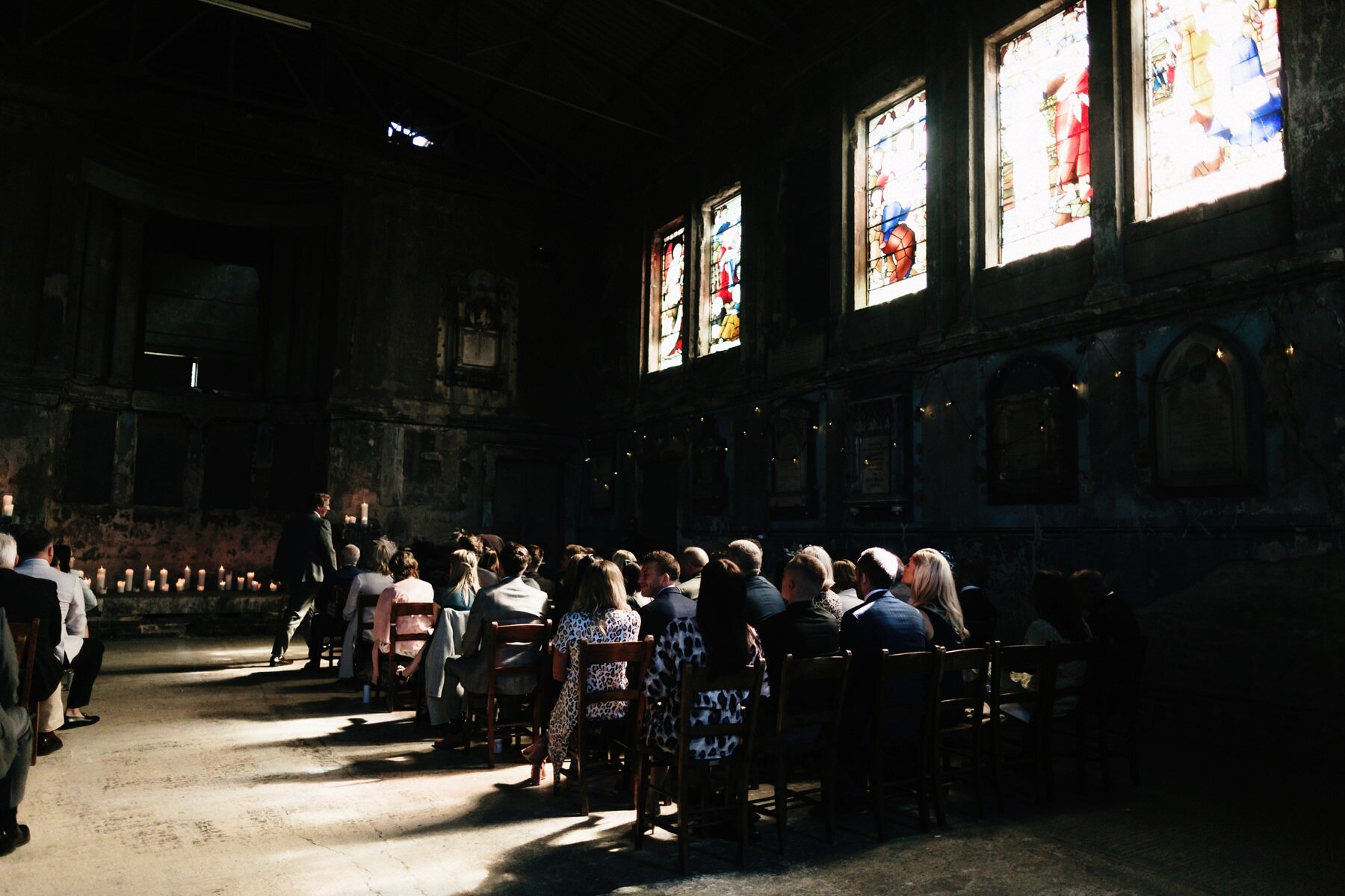 A wedding ceremony in progress at Asylum Chapel in London.