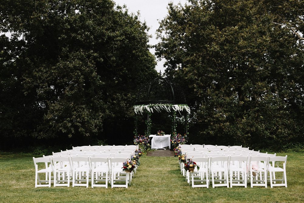 Outdoor wedding ceremony area at Tournerbury Woods