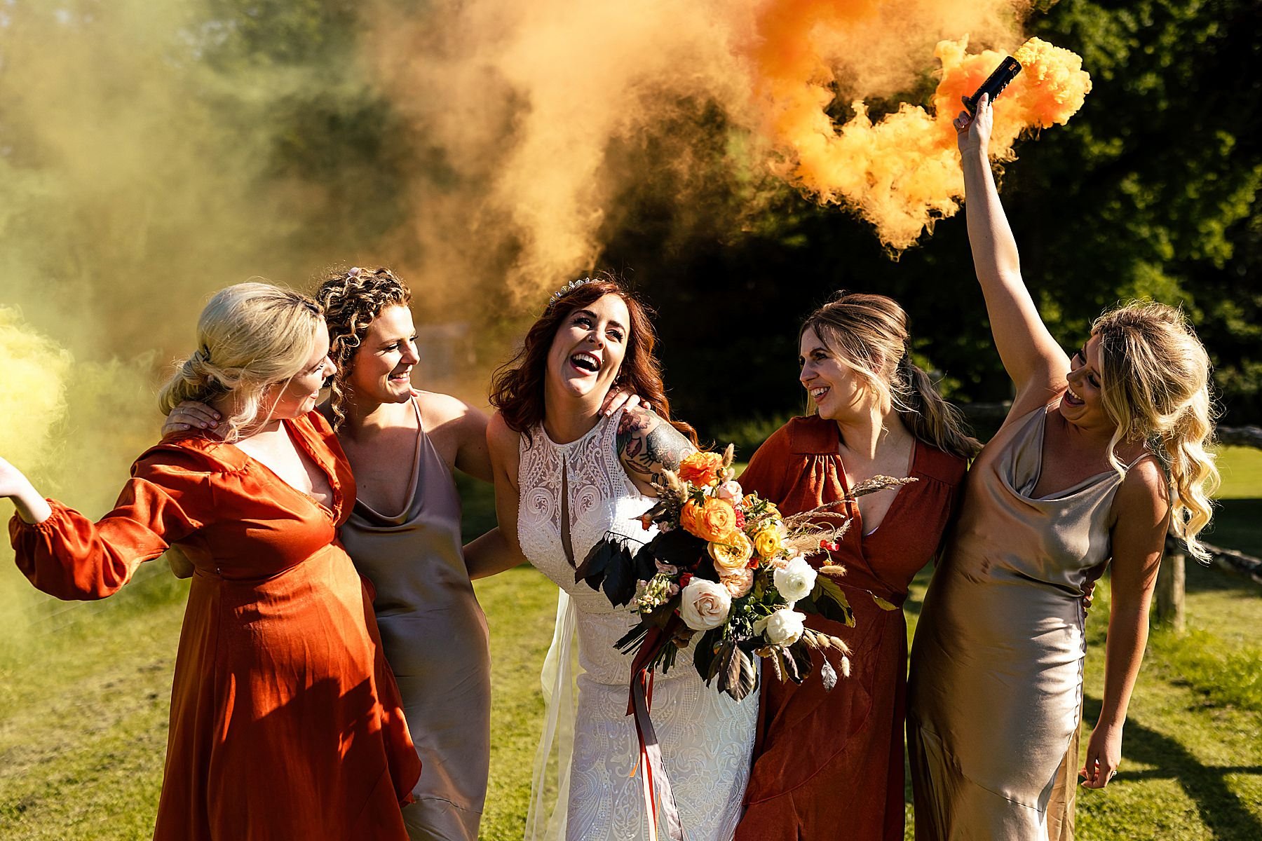 Hope Farm wedding photography with smoke bombs and festival vibe_0050.jpg