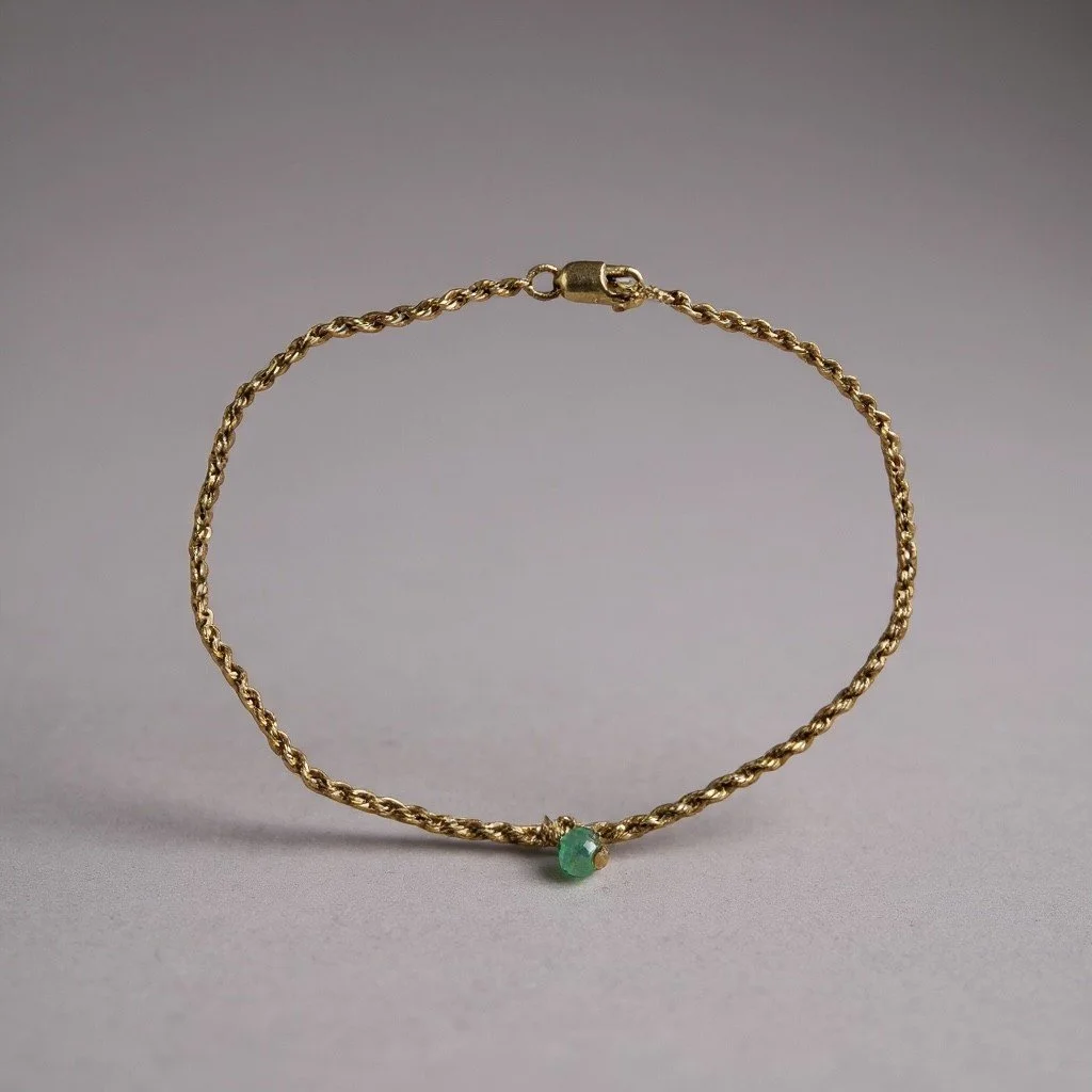Emerald Accent - Rope Bracelet in 14K Gold