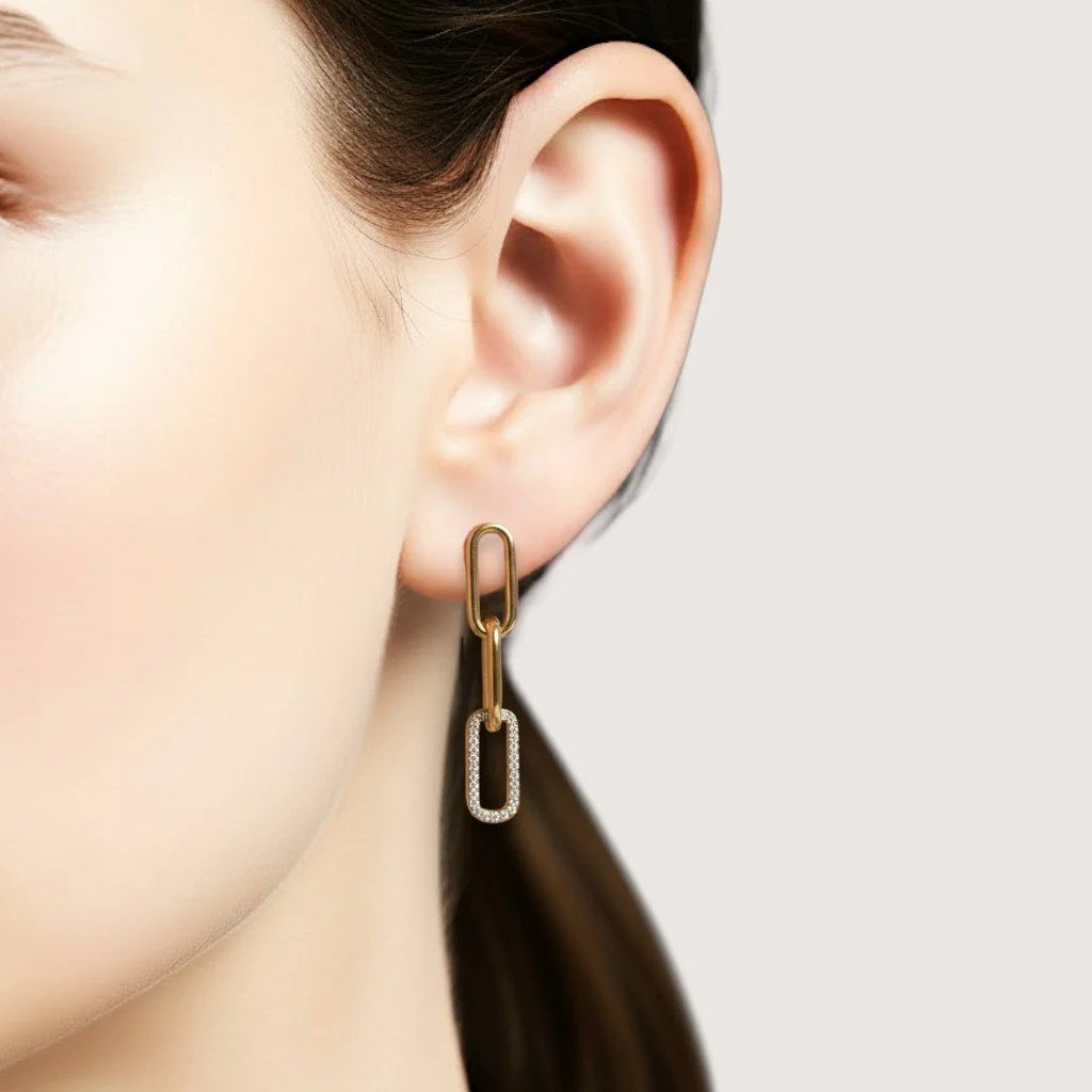 elmare – Diamond Link Drop Earrings in 14K Yellow Gold.jpg