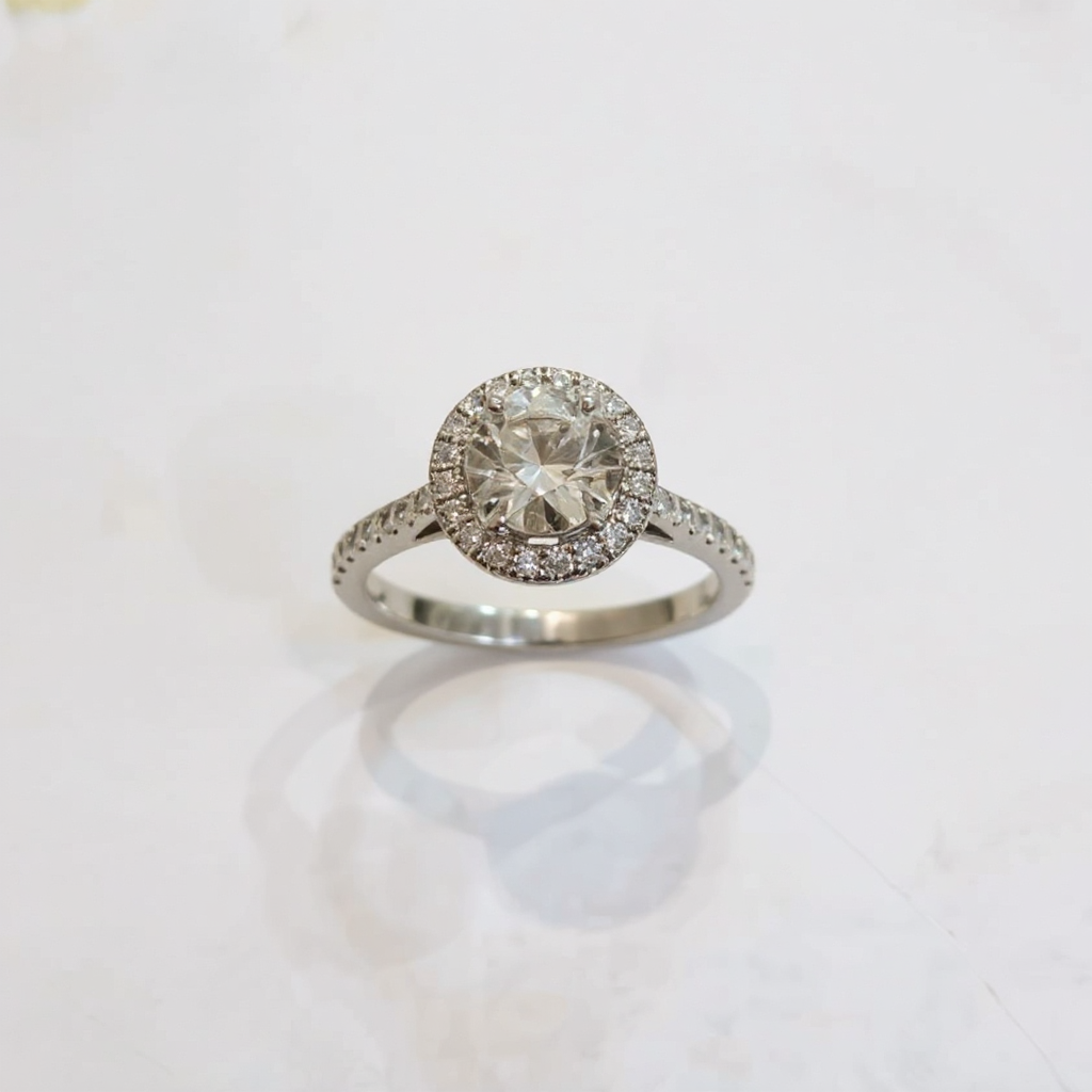 Make the silver ring shinier, make the diamonds more brilliant, replace the background with a bright one, and remove the glue.png