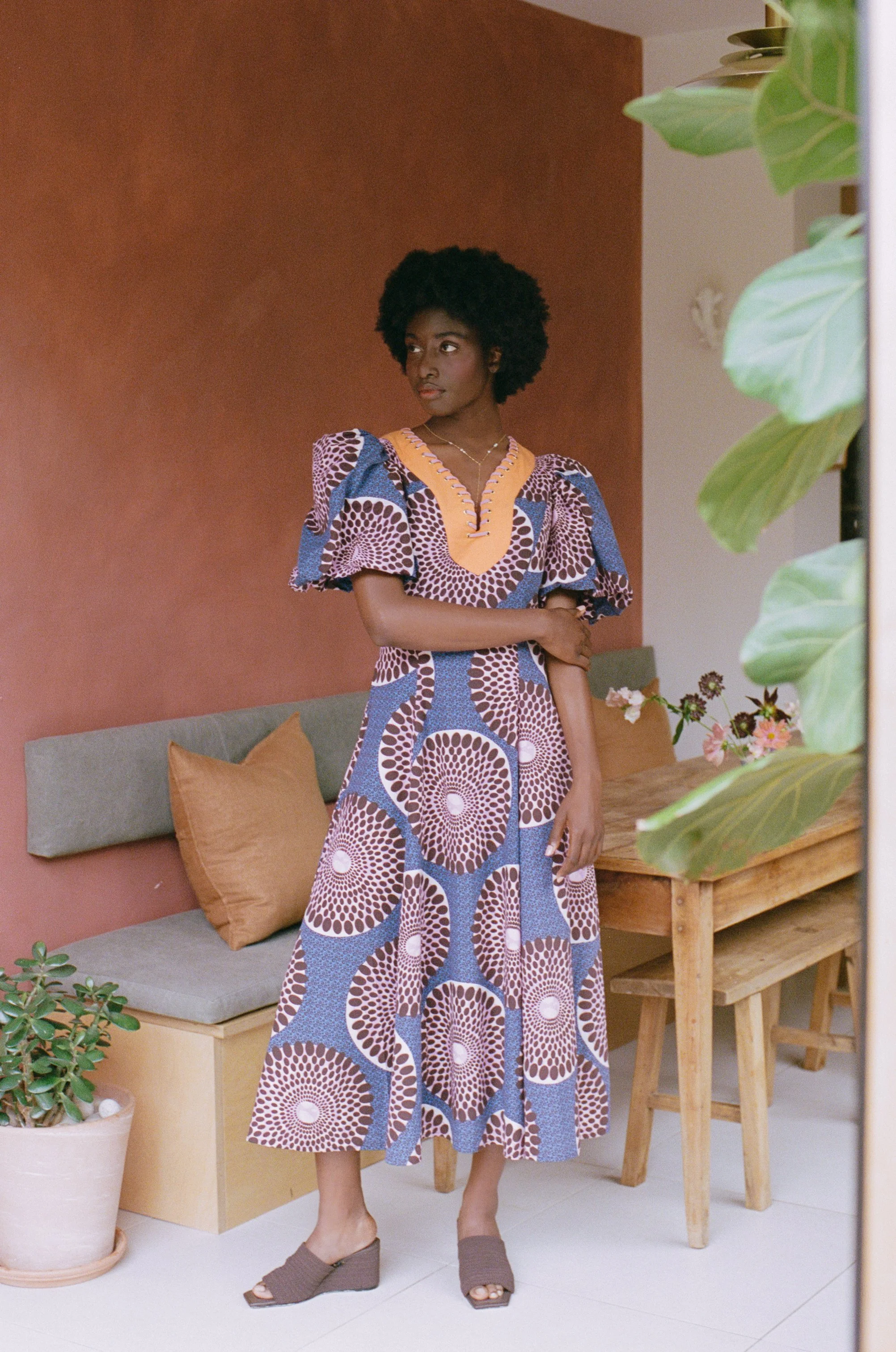 monica midi dress The Monica Midi Dress, Blue & Orange — made by annie